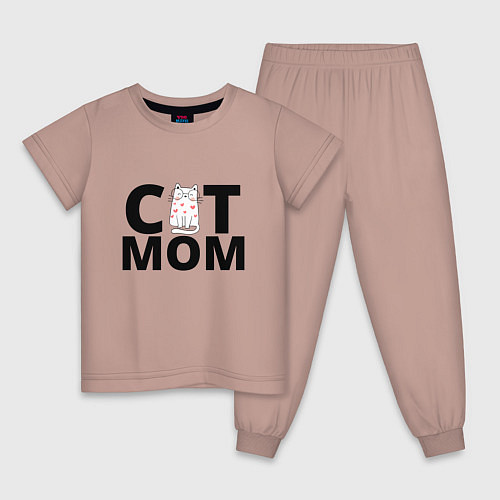 Детская пижама Мама любит котика / Пыльно-розовый – фото 1