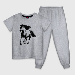 Пижама хлопковая детская Лошадь скачет, цвет: меланж