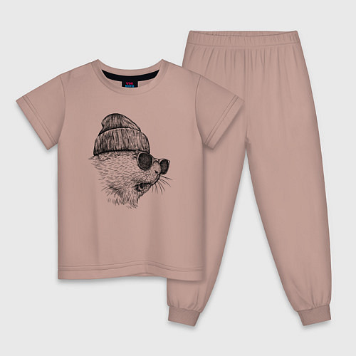 Детская пижама Морская свинка модная / Пыльно-розовый – фото 1