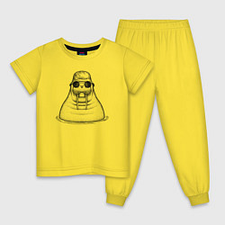Пижама хлопковая детская Морж в панаме, цвет: желтый