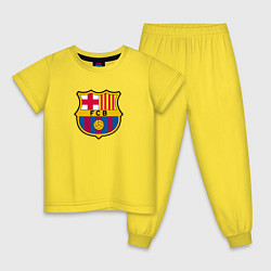 Пижама хлопковая детская Barcelona fc sport, цвет: желтый