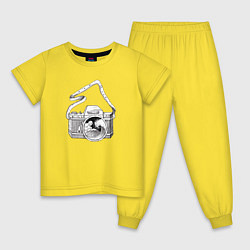 Пижама хлопковая детская Фотоаппарат, цвет: желтый