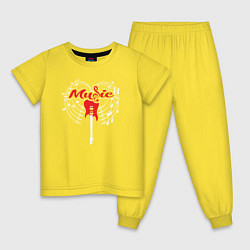 Пижама хлопковая детская Guitar music, цвет: желтый