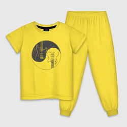 Пижама хлопковая детская Гитары инь ян, цвет: желтый