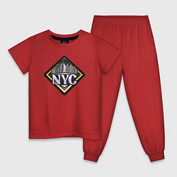 Пижама хлопковая детская NYC, цвет: красный