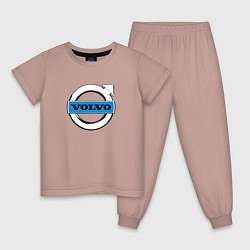 Пижама хлопковая детская Volvo sport auto brend, цвет: пыльно-розовый