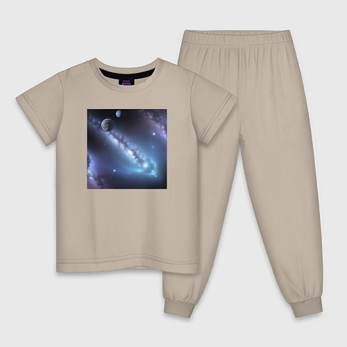 Детская пижама Космическая система / Миндальный – фото 1