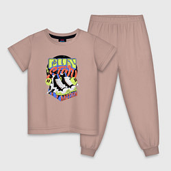 Пижама хлопковая детская Run star motion, цвет: пыльно-розовый