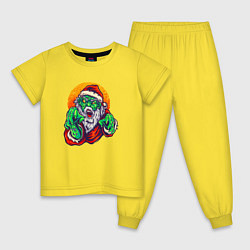 Пижама хлопковая детская Зомби Санта, цвет: желтый