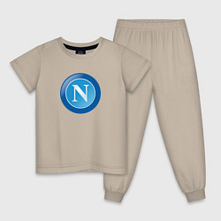 Пижама хлопковая детская Napoli sport club, цвет: миндальный