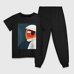 Пижама хлопковая детская Космонавт в скафандре вызов, цвет: черный