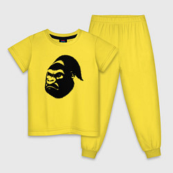 Пижама хлопковая детская Голова гориллы, цвет: желтый