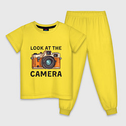 Пижама хлопковая детская Смотри в мою камеру, цвет: желтый