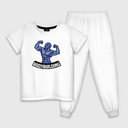 Пижама хлопковая детская Bodybuilding power, цвет: белый