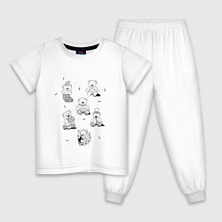 Пижама хлопковая детская Мишки - раскраски, цвет: белый