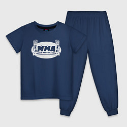 Пижама хлопковая детская MMA sport, цвет: тёмно-синий