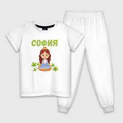 Пижама хлопковая детская София - двочка принцесса, цвет: белый