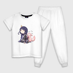 Пижама хлопковая детская Шогун Райден и лисичка Мико, цвет: белый