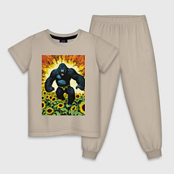 Пижама хлопковая детская Разъяренная горилла, цвет: миндальный