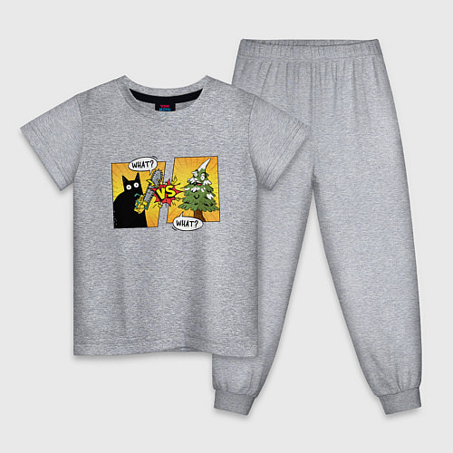 Детская пижама Кот против елки / Меланж – фото 1