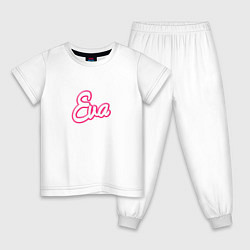 Пижама хлопковая детская Ева в стиле барби - объемный шрифт, цвет: белый