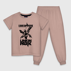 Пижама хлопковая детская LP - hybrid theory, цвет: пыльно-розовый