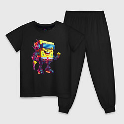 Пижама хлопковая детская Sponge Bob - cyberpunk - ai art, цвет: черный