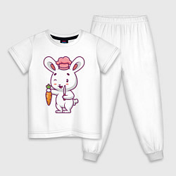 Пижама хлопковая детская Заяц повар, цвет: белый