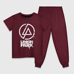 Пижама хлопковая детская Linkin Park - white, цвет: меланж-бордовый