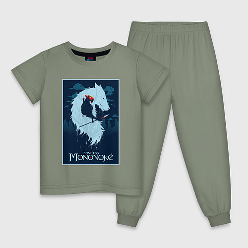 Детская пижама Мононоке волчица / Авокадо – фото 1
