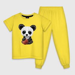 Пижама хлопковая детская Панда баскетболист, цвет: желтый
