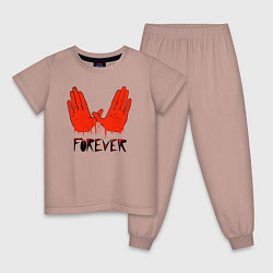Пижама хлопковая детская Wu forever, цвет: пыльно-розовый