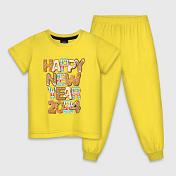 Пижама хлопковая детская С новым годом 2024!, цвет: желтый