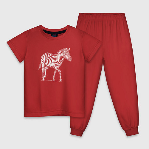 Детская пижама Гравюра зебра скачет / Красный – фото 1