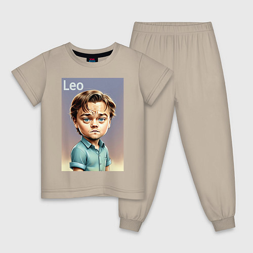 Детская пижама Мультяшный Леонардо Ди Каприо - нейросеть / Миндальный – фото 1
