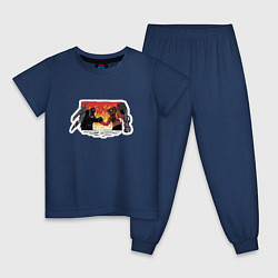 Пижама хлопковая детская Титан Спикермен с титаном Камераменом, цвет: тёмно-синий