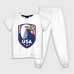 Пижама хлопковая детская Орёл США, цвет: белый