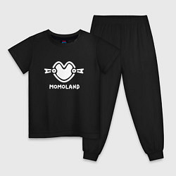 Пижама хлопковая детская Момаленд лого, цвет: черный