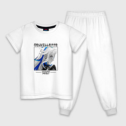 Пижама хлопковая детская Нёвиллет в квадрате, цвет: белый