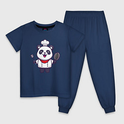 Пижама хлопковая детская Повар панда, цвет: тёмно-синий