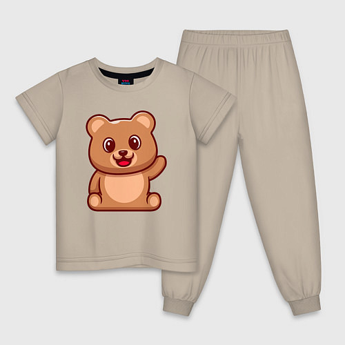 Детская пижама Привет от медвежонка / Миндальный – фото 1