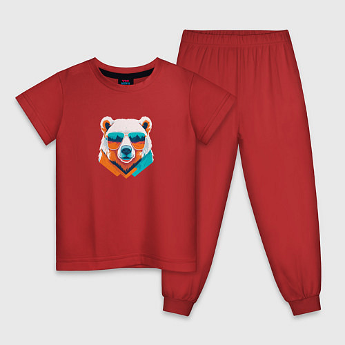 Детская пижама Стильный полярный медведь / Красный – фото 1