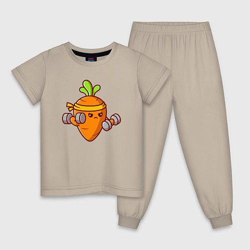 Детская пижама Морковь на спорте / Миндальный – фото 1