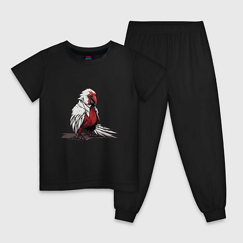 Детская пижама Красный попугай / Черный – фото 1