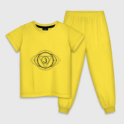 Пижама хлопковая детская Аджна чакра - символ аюрведы, цвет: желтый