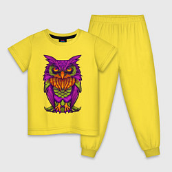 Пижама хлопковая детская Purple owl, цвет: желтый
