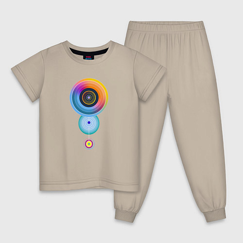 Детская пижама Цветные круги абстракция / Миндальный – фото 1