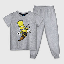 Пижама хлопковая детская Барт Симпсон шершень - перевоплощение, цвет: меланж