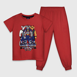Пижама хлопковая детская Мыши рокеры с марса - все, цвет: красный