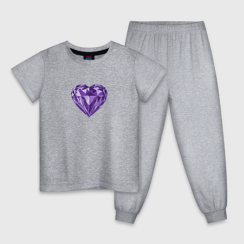 Детская пижама Фиолетовое алмазное сердце / Меланж – фото 1